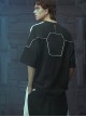 Deep Space Black Front Abdomen Zipper Pocket Street Loose Sports Style Jersey Cyberpunk Short Sleeves T-shirt