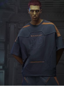 Street Sports Style Front Abdomen Zipper Pocket Shoulder Color Matching Loose Jersey Cyberpunk Short Sleeves T-shirt