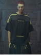 Street Sports Style Front Abdomen Zipper Pocket Shoulder Color Matching Loose Jersey Cyberpunk Short Sleeves T-shirt