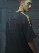 Street Sports Style Front Abdomen Zipper Pocket Shoulder Color Matching Loose Jersey Cyberpunk Short Sleeves T-shirt