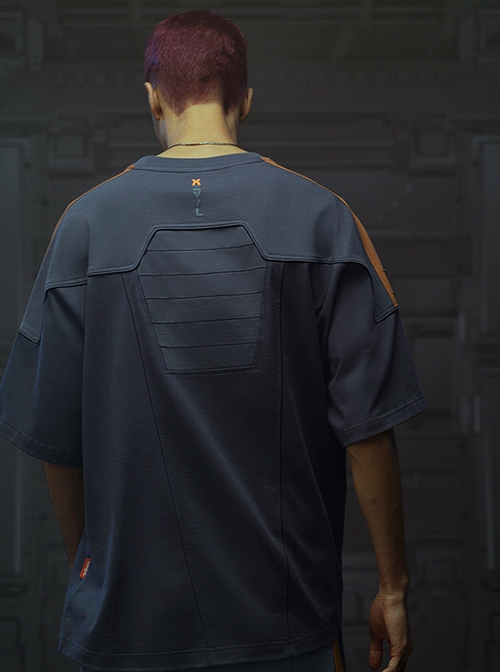 Street Sports Style Front Abdomen Zipper Pocket Shoulder Color Matching Loose Jersey Cyberpunk Short Sleeves T-shirt