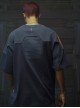 Street Sports Style Front Abdomen Zipper Pocket Shoulder Color Matching Loose Jersey Cyberpunk Short Sleeves T-shirt