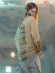 Autumn Space Collar Back Reflective Logo Three-Dimensional Tailoring Slim Fit Dyed Washed Cyberpunk Long Sleeves T-shirt