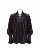 Chest Lace Lace-Up Flower Spikes Lantern Long Sleeve Pleated Velvet Black Red Gothic Shirt