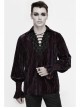 Chest Lace Lace-Up Flower Spikes Lantern Long Sleeve Pleated Velvet Black Red Gothic Shirt