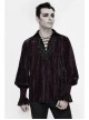 Chest Lace Lace-Up Flower Spikes Lantern Long Sleeve Pleated Velvet Black Red Gothic Shirt
