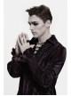 Chest Lace Lace-Up Flower Spikes Lantern Long Sleeve Pleated Velvet Black Red Gothic Shirt