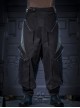 Shadow Black Stitching Design Loose Extended Trouser Legs Multi-Pockets Cyberpunk Workwear Functional Trousers