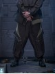 Shadow Black Stitching Design Loose Extended Trouser Legs Multi-Pockets Cyberpunk Workwear Functional Trousers