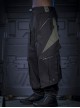 Shadow Black Stitching Design Loose Extended Trouser Legs Multi-Pockets Cyberpunk Workwear Functional Trousers