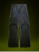 Dark Blue Gold Velvet Street Washed Cotton Loose Wide-Leg Pants Thickened Flocking Cyberpunk Denim Trousers