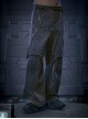 Dark Blue Gold Velvet Street Washed Cotton Loose Wide-Leg Pants Thickened Flocking Cyberpunk Denim Trousers