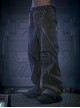 Dark Blue Gold Velvet Street Washed Cotton Loose Wide-Leg Pants Thickened Flocking Cyberpunk Denim Trousers