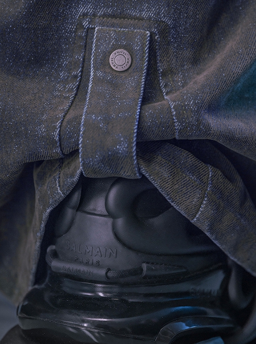 Dark Blue Gold Velvet Street Washed Cotton Loose Wide-Leg Pants Thickened Flocking Cyberpunk Denim Trousers