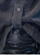 Dark Blue Gold Velvet Street Washed Cotton Loose Wide-Leg Pants Thickened Flocking Cyberpunk Denim Trousers