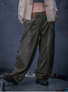 New Chinese Style High Street Loose Three-Dimensional Cut Casual Commuting Cyberpunk Mid-High Waist Trousers