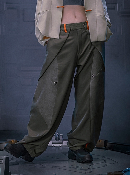 New Chinese Style High Street Loose Three-Dimensional Cut Casual Commuting Cyberpunk Mid-High Waist Trousers