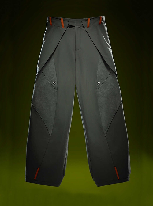 New Chinese Style High Street Loose Three-Dimensional Cut Casual Commuting Cyberpunk Mid-High Waist Trousers