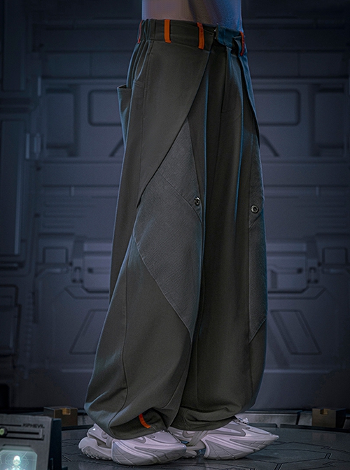 New Chinese Style High Street Loose Three-Dimensional Cut Casual Commuting Cyberpunk Mid-High Waist Trousers