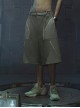 Sand Owl Series Summer Functional Style Gray Green Color Matching Loose Multi-Pocket Street Cyberpunk Casual Suit Short Pants