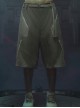 Sand Owl Series Summer Functional Style Gray Green Color Matching Loose Multi-Pocket Street Cyberpunk Casual Suit Short Pants