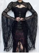 Sexy Retro Black Dark Witch Style Exquisite Lace Gothic Style Long Trumpet Sleeves Shawl