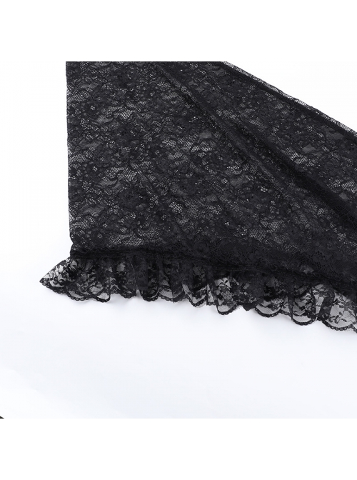 Sexy Retro Black Dark Witch Style Exquisite Lace Gothic Style Long Trumpet Sleeves Shawl