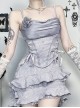 Sexy Elegant Silver Lace Splicing Exquisite Jacquard Dark Pattern Gothic Style Slim Camisole Vest