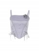 Sexy Elegant Silver Lace Splicing Exquisite Jacquard Dark Pattern Gothic Style Slim Camisole Vest