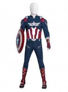 Movie Captain America Brave New World Falcon Captain America Version Battle Halloween Cosplay Costume Set Without Shoes