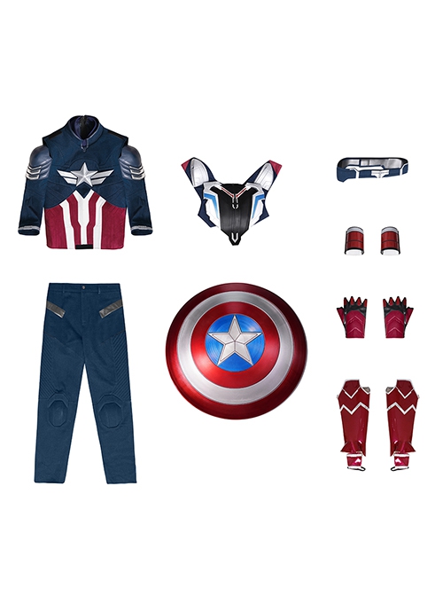 Movie Captain America Brave New World Falcon Captain America Version Battle Halloween Cosplay Costume Set Without Shoes