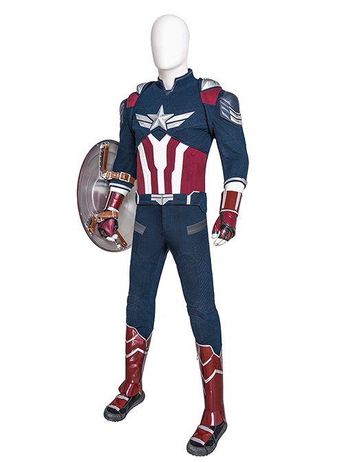 Movie Captain America Brave New World Falcon Captain America Version Battle Halloween Cosplay Costume Set Without Shoes
