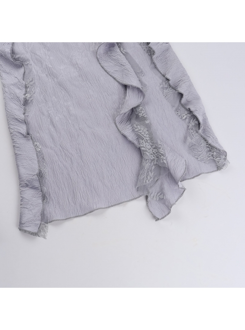 Sexy Elegant Silver Exquisite Jacquard Dark Pattern Gothic Style Irregular Hem Daily Versatile Skirt