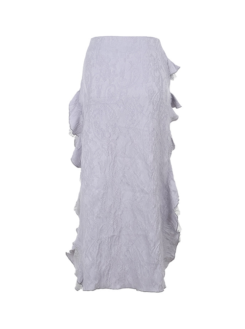 Sexy Elegant Silver Exquisite Jacquard Dark Pattern Gothic Style Irregular Hem Daily Versatile Skirt