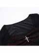 Elegant Sexy Black Velvet Slit Spider Web Lace Splicing Gothic Style Long Trumpet Sleeves Dress