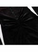 Elegant Sexy Black Velvet Slit Spider Web Lace Splicing Gothic Style Long Trumpet Sleeves Dress