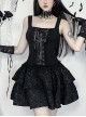 Dark Elegant Black Lace Splicing Cross Straps Gothic Style Sexy Suspender Sleeveless Dress
