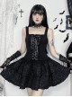 Dark Elegant Black Lace Splicing Cross Straps Gothic Style Sexy Suspender Sleeveless Dress