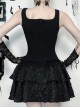 Dark Elegant Black Lace Splicing Cross Straps Gothic Style Sexy Suspender Sleeveless Dress