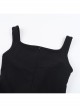 Dark Elegant Black Lace Splicing Cross Straps Gothic Style Sexy Suspender Sleeveless Dress