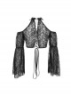 Retro Gorgeous Black Sexy Off Shoulder Lace Splicing Gothic Style Slim Long Sleeves Shawl