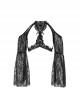 Retro Gorgeous Black Sexy Off Shoulder Lace Splicing Gothic Style Slim Long Sleeves Shawl