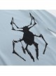 Daily Cool Blue Turtleneck Spider Graffiti Leather Button Decoration Punk Style Versatile T Shirt