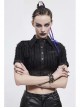 Vertical Stripes Rough Selvedge Shoulder Loops Waist Seal Side Lace-Up Short Black Punk Blouse