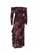 Sexy Dark Style Personality Tie Dye One Shoulder Side Slit Gothic Style Slim Long Sleeves Dress
