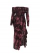 Sexy Dark Style Personality Tie Dye One Shoulder Side Slit Gothic Style Slim Long Sleeves Dress