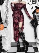 Sexy Dark Style Personality Tie Dye One Shoulder Side Slit Gothic Style Slim Long Sleeves Dress