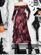 Sexy Dark Style Personality Tie Dye One Shoulder Side Slit Gothic Style Slim Long Sleeves Dress