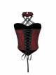 Sexy Hot Girl Red Jacquard Dark Pattern Leather Buckle Decoration Punk Style Halterneck Tube Top