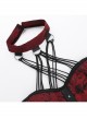 Sexy Hot Girl Red Jacquard Dark Pattern Leather Buckle Decoration Punk Style Halterneck Tube Top